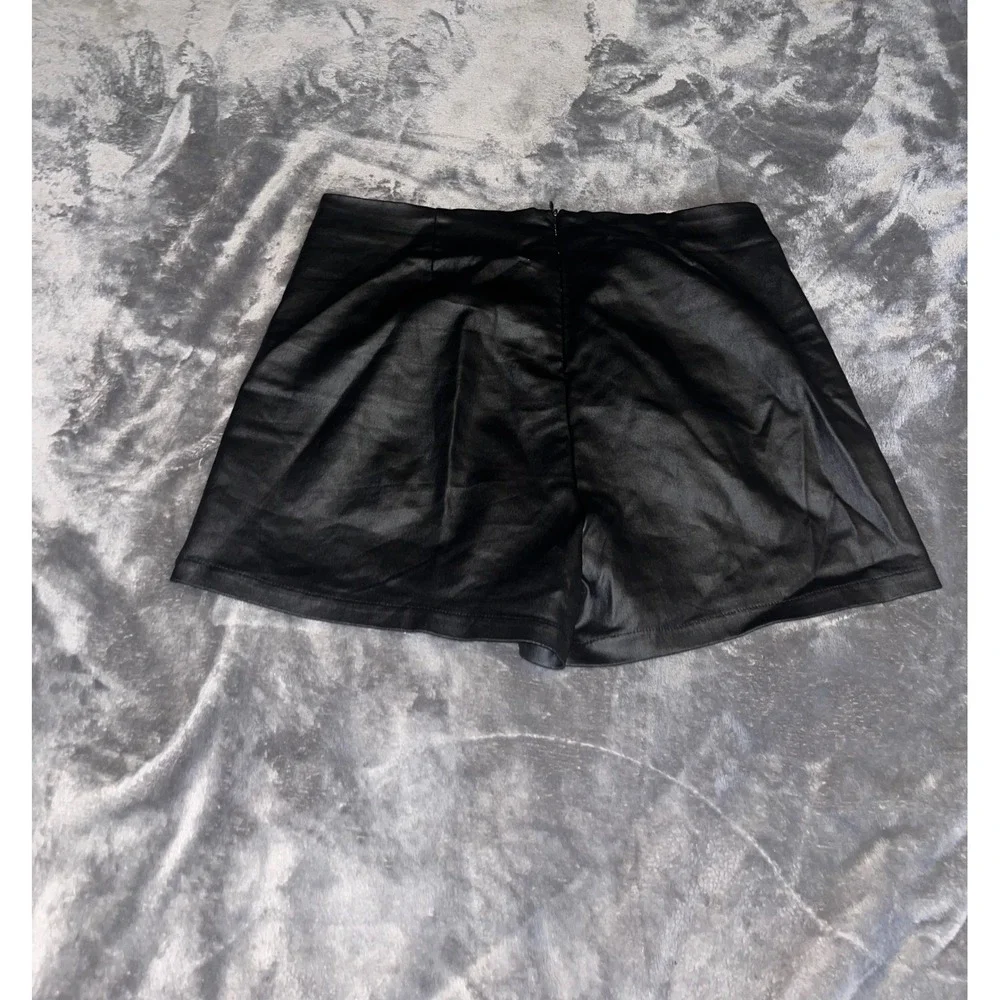 Black Faux Leather Skort High Waisted Mini Skirt Shorts XL